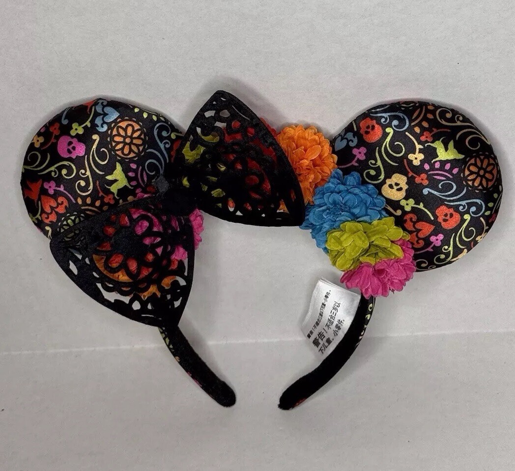 Coco  Floral Mouse Ears Headband - Multicolor Dia De Los Muertos Minnie Ears, Floral Sugar Skull Headband  main image 3
