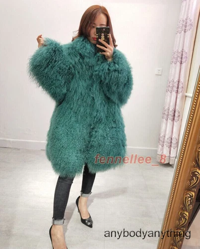 Womens Stand Collar Real Mongolian Lamb Sheep Jacket Curly Fur Coat Warm Outwear - Picture 23 of 43