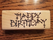 Wood Mounted Rubber Stamp Happy Birthday