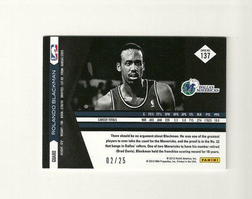 2011-12 Limited Gold Spotlight #137 Rolando Blackman /25 Mavericks Kansas St KSU - Bild 2 von 2