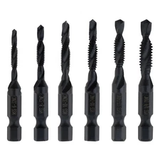 6pcs Combination Drill & Tap Bit Set Screw Tapping Bit Tool for Drilling Tapping