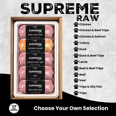SUPREME RAW RAW BARF DOG FOOD FROZEN 454g ROLLS 80:10:10 BULK BUY VALUE PREMIUM QUALITY