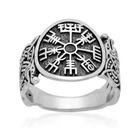 925 Sterling Silver Viking Vegvisir Compass Dragon Jormungand Mammen Ring