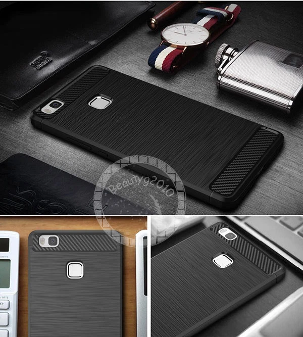 CUSTODIA COVER PER Huawei P9 Huawei P9 Lite e Plus Nero morbido TPU - Immagine 2 di 3