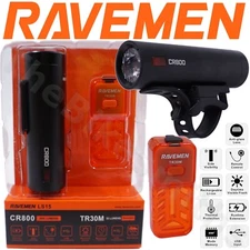 Ravemen LS15 CR800 Lumen Bike Headlight Tail TR30M USB Recharge Remote Light Set
