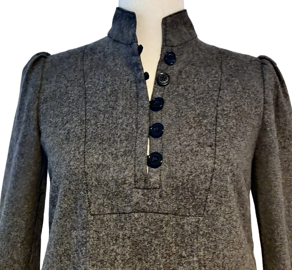 Vestido modesto Marc Jacobs para mujer talla 4 gris mezcla de lana botones cuello falso bolsillos Foto 4 de 4