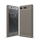 Sony Xperia XZ1 Mini Handy Hülle TPU Case Carbon Fiber Schutz Cover Grau Etuis