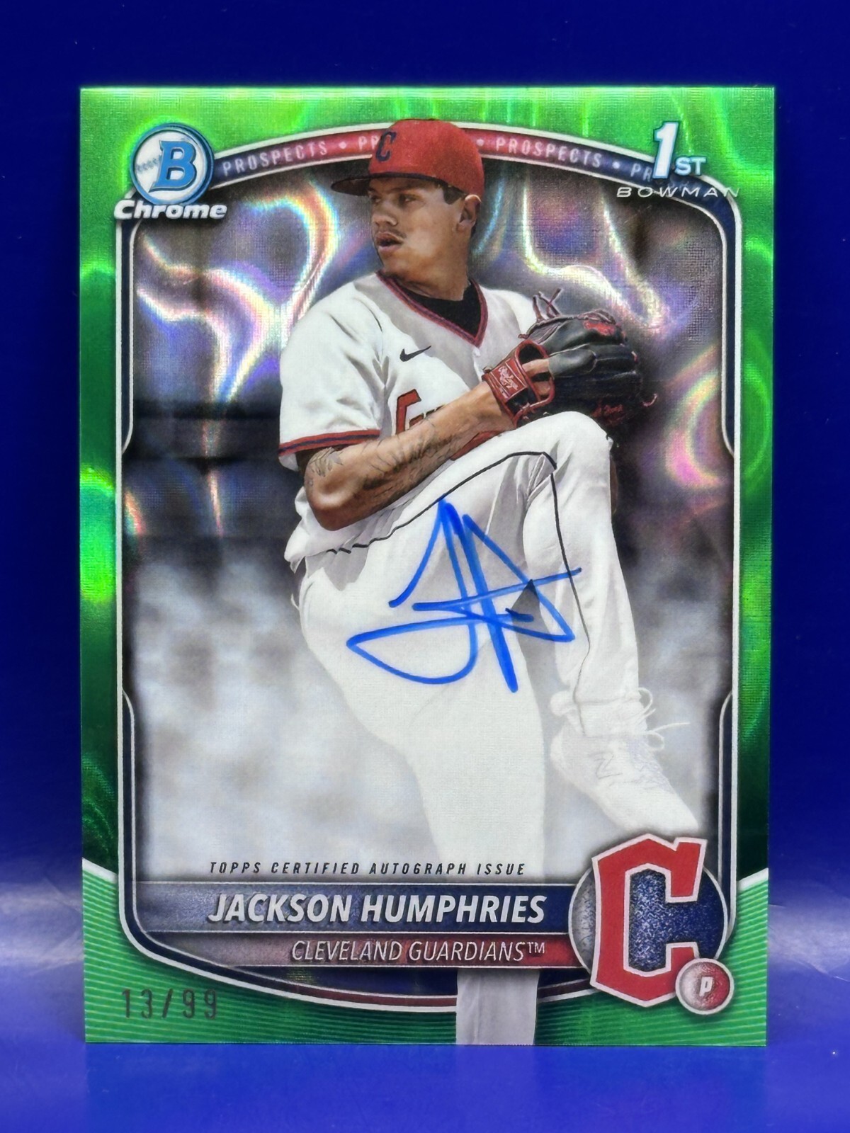 2025 Bowman Chrome Prospect Jackson Humphries 1st Auto Green RayWave 13/99