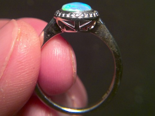 Size: US 8.0, Silver 925 Solid Lightning Ridge crystal opal ring *see video* - Bild 5 von 7