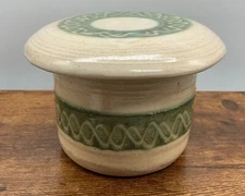 Butter Bell 4” crock butter keeper art studio pottery signed P J Fletcher