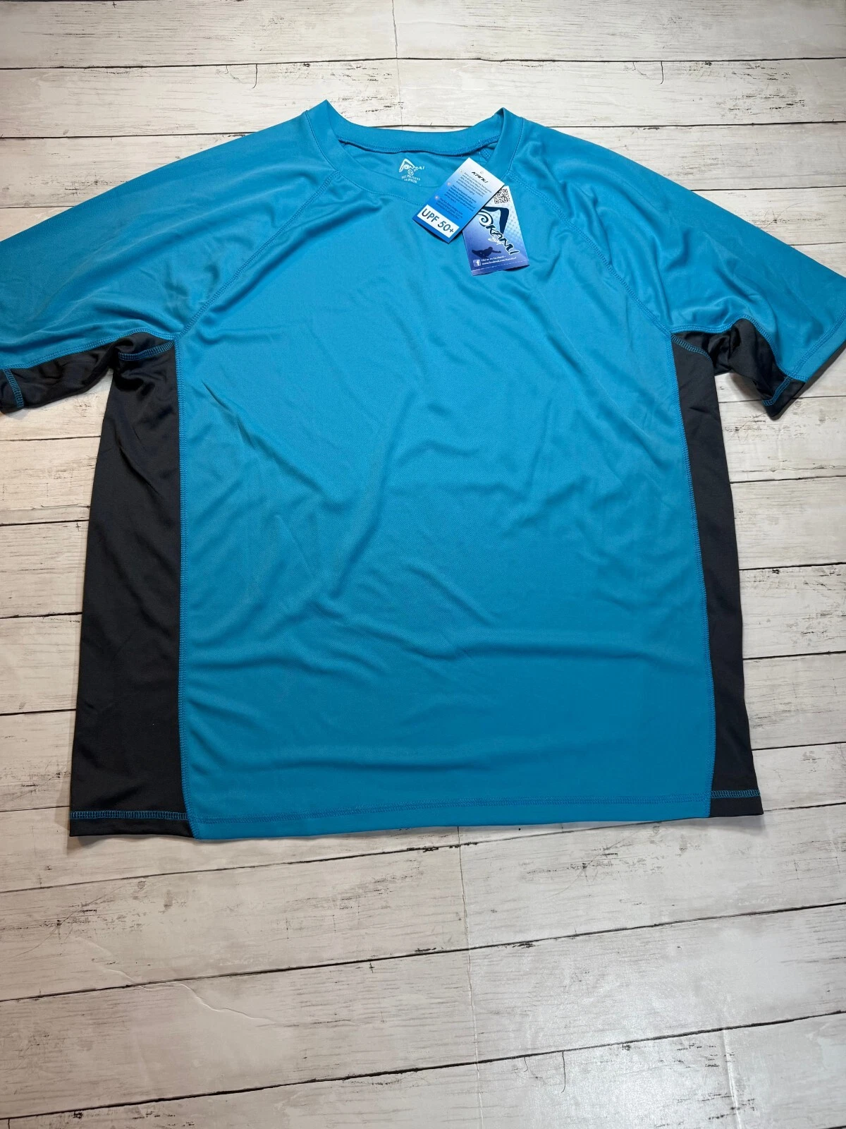 Kanu Surf 8078X Mens Neon Blue Rashguard UPF 50+ Protective T-Shirt Plus Size 3X