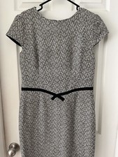 VTG Talbots Sheath Dress Sz 8 Petite Pure Silk Tweed Black White  Classic Career