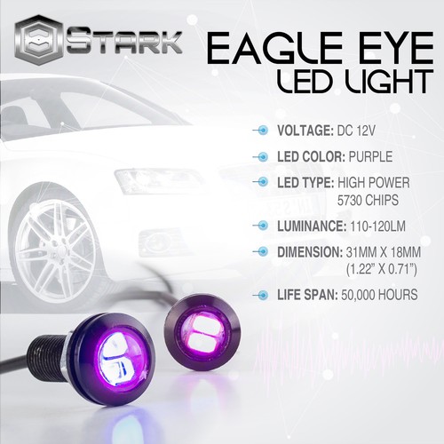 Eagle Eye 18mm 5730SMD High Power PURPLE LED Fog Light DRL Backup Signal - 20PCS - Picture 5 of 6