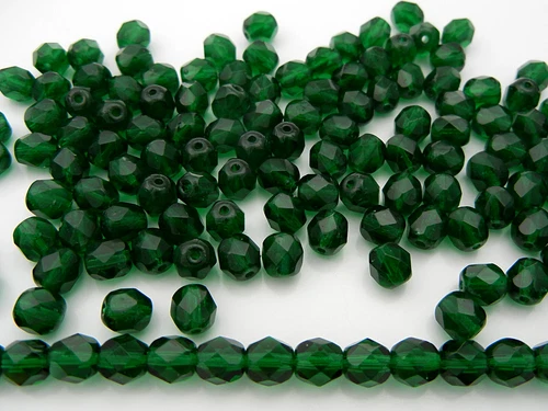 600 Preciosa Czech Glass Fire Polished Round Beads 4mm Medium Emerald, green