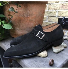 New Black Handmade Suede Formal Single Buckle Style Dress Shoes For Mens