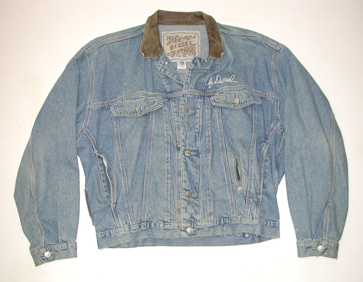 Vintage 1980 DIESEL Men's Motorcycle Denim Jacket, Leather Collar Sz: XL, Italy | eBay Vintage 1980 DIESEL Men's Motorcycle Denim Jacket, Leather Collar Sz: XL, Italy | eBay