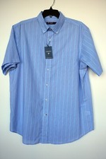 Cremieux Classics Short-Sleeve Shirt Large Blue Purple Stripes NWT 75