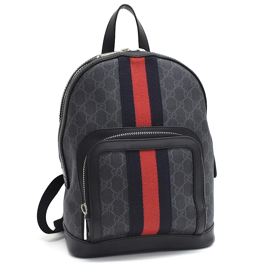 Sac à dos Gucci 598102 GG Supreme Sherry Line PVC gris argent quincaillerie GUCCI
