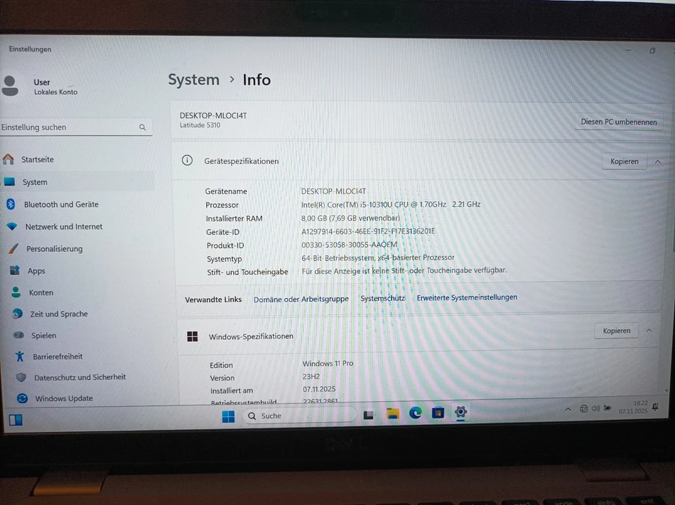 Dell Latitude 5310 Laptop 2-in-1, 8 GB RAM 256GB M2, i5-10310U Win 11 Pro, Nr23 - Bild 2 von 4
