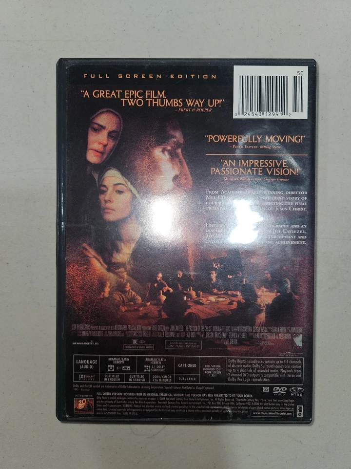 Страсти Христовы DVD Мел Гибсон библейская драма широкоэкранный VG - Изображение 2 из 3
