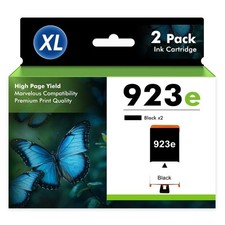 2 PACK 923XL 923e Black Color Ink Compatible HP 923 OfficeJet 8120 8130 Printer