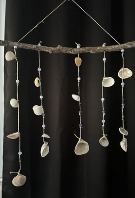 Natural Sea Shell Wind Chime Wall Art Beach Ocean Nautical Mermaid Handcrafted