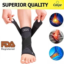 Caspe 2X Ankle Support Brace Compression Sleeve Socks Elastic Foot Pain Relief