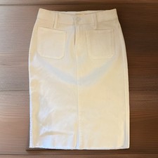  198 MOTHER "Patchie" Stretch Denim Straight Skirt w/ Raw Hem in White EUC/sz 25