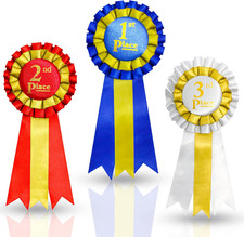 Premium Award Ribbons Blue,Red,White - 1St, 2Nd, 3Rd Place - 1 Set 3 Ribbons -