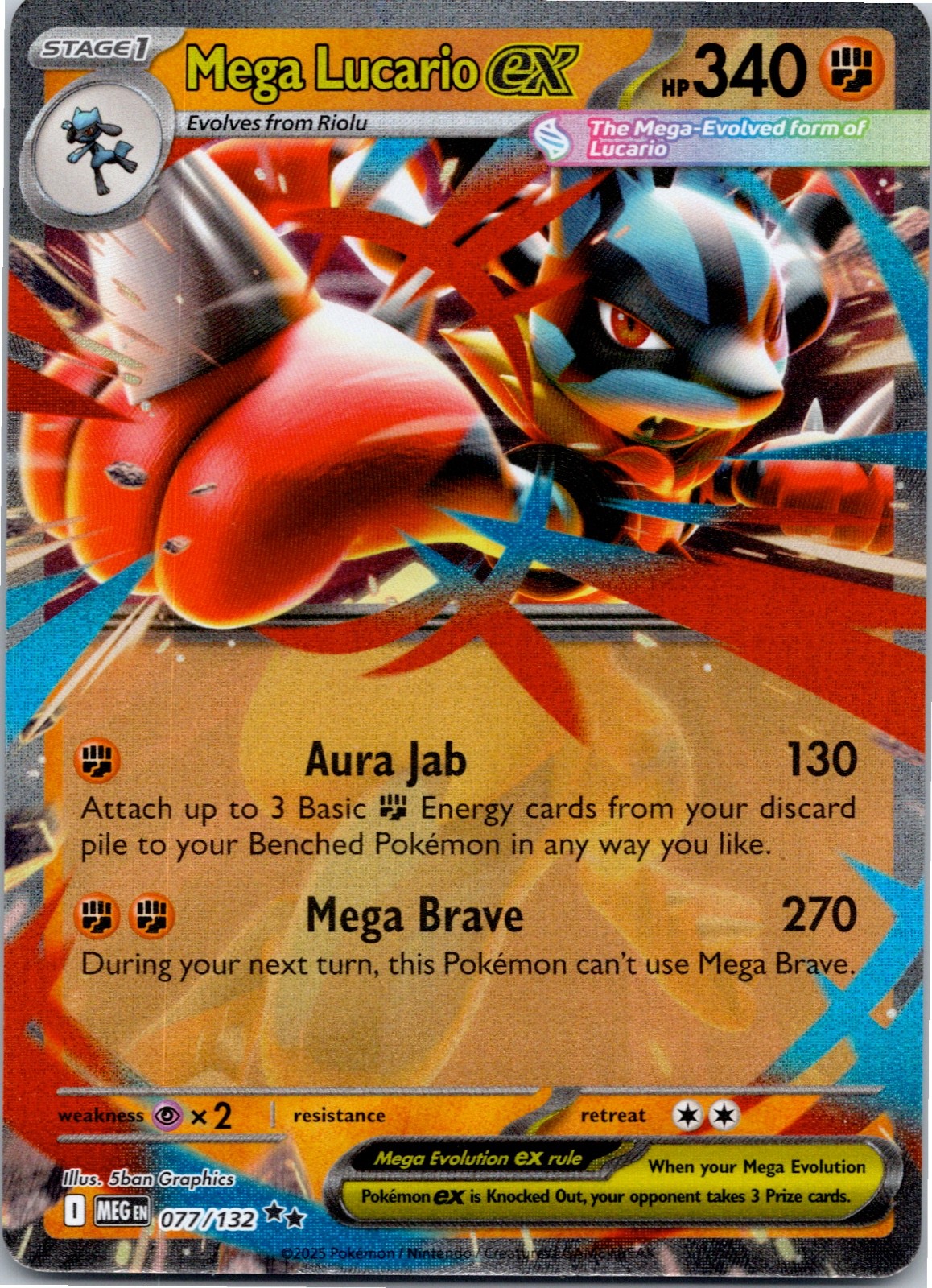 Mega Lucario ex - Double Rare ME01: Mega Evolution 077/132 LP