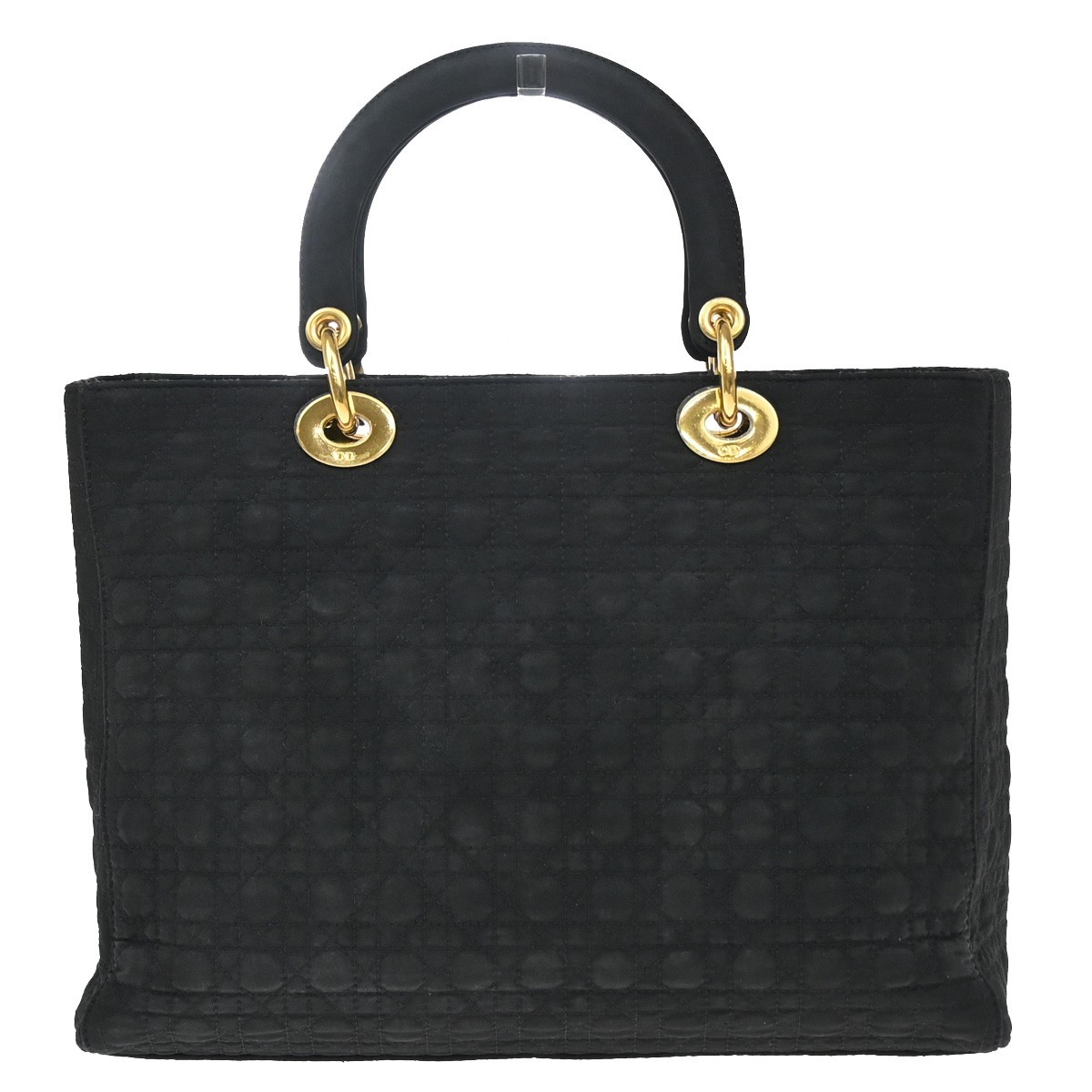 バッグ Christian Dior CANNAGE LEATHER HAND BAG CHRISTIAN DIOR Vintage Lady Cannage Quilted Black Leather