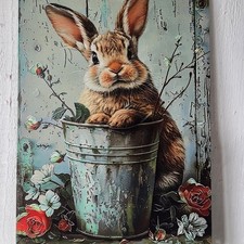 Osterdeko Osterhase Ostern Hase Türdeko Blechschild Türschild Blechschild 20x30 