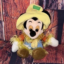 Vintage Disney Mickey Mouse Scarecrow Plush Doll Halloween Autumn Stuffed Toy