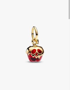 Authentic PANDORA Disney Snow White Skull Apple Charm 14k Gold Plated Enamel