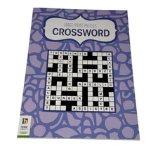 Large Print Crossword Puzzle Book Easy Read Brain Games Adults Seniors NEW