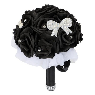9.44x6.29x6.29 Inch Black Bridal Wedding Bouquet Artificial Foam Flowers