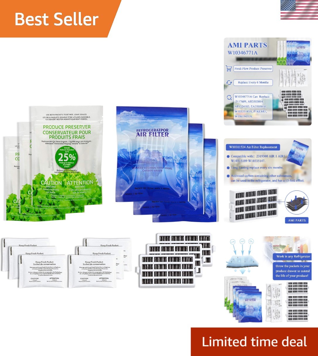 Whirlpool Refrigerator Air Freshener Filter 3-Pack W10311524 W10346771A  