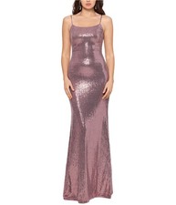 Betsy Adam Womens Sequin Gown Dress