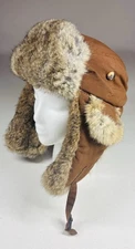 Mad Bomber Trapper Rabbit Fur Hat Brown  Ear Flaps Large Aviator Winter