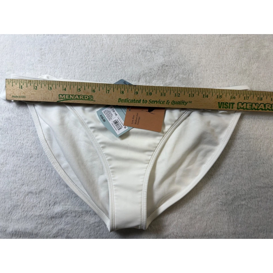 Shade Shore 女式白色荷叶边比基尼下装高腿 L 12 14 码 — 第 2/4 张图片