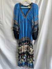 FARM Rio Anika Tiles Maxi Dress Size XS Blue Printed Sleeveless Summer Boho