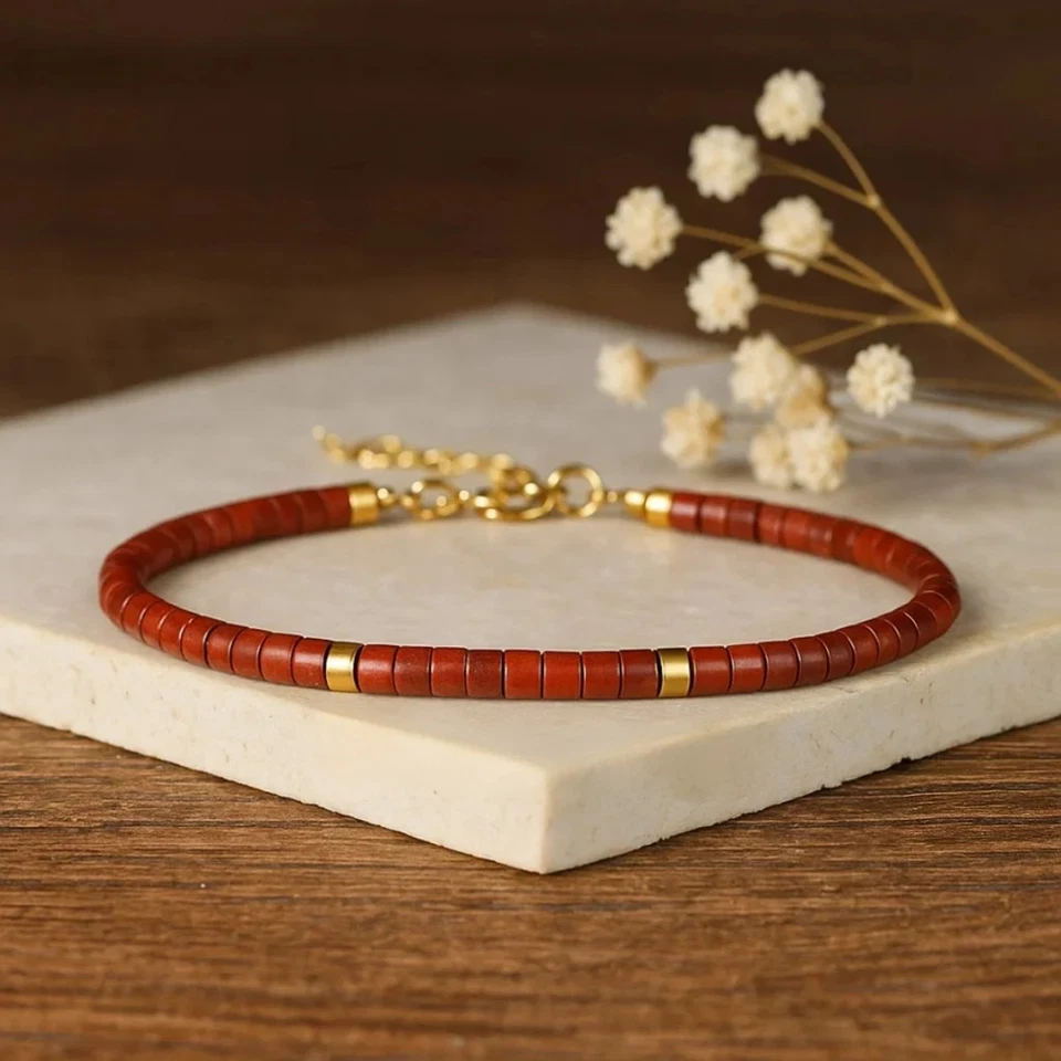 Natural Red Jasper Dainty Bracelet Gemstone Minimalist Bracelet Gift Handmade - Image 2 of 4
