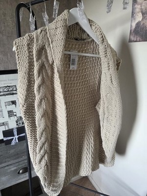 New With Tags Knit Waistcoat Cable Oatmeal Beige Neutral Florence & Fred Top 18