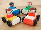 Vintage 1970s  Fisher Price Little People Lot of Kids in Cars Jeeps 8 Pieces