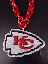 New Kansas C. Chiefs Necklace 34 inches BIG BRIGHT 3D Foam Logo 