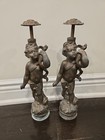 Antique Victorian Lamp figural child holding urn ornate old decorative light