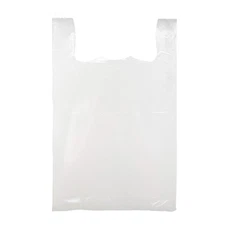 Large White Plastic T-Shirt Shopping Bags (Case of 500) - 18" x 8" x 30”