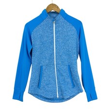 FOOTJOY Full Zip Jacket Womens Small Activewear Golf Blue Thumbhole U809