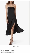 astr the label dress medium COWL SLIP MIDI DRESS Black