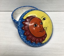 De Colección Talavera Arcilla Antropomórfica Sol Luna Tapa Celeste Baratija Caja Redonda